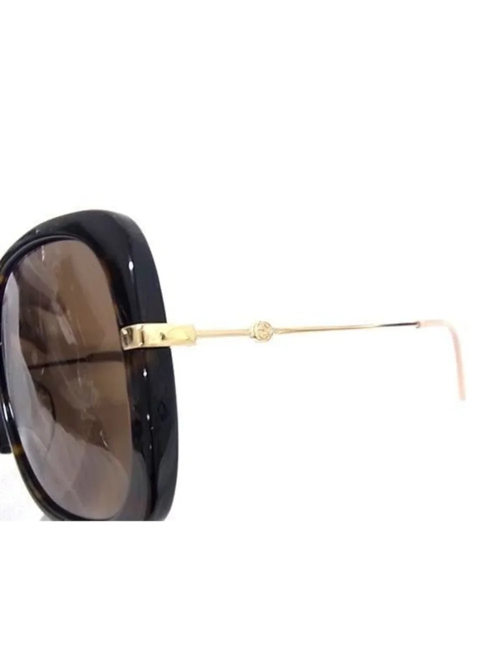 Gucci Sunglasses Interlocking Bee Brown Beige Gold Acetate Metal Asian